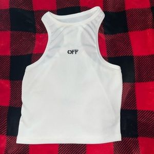 Off-White Cropped Black Tank Top